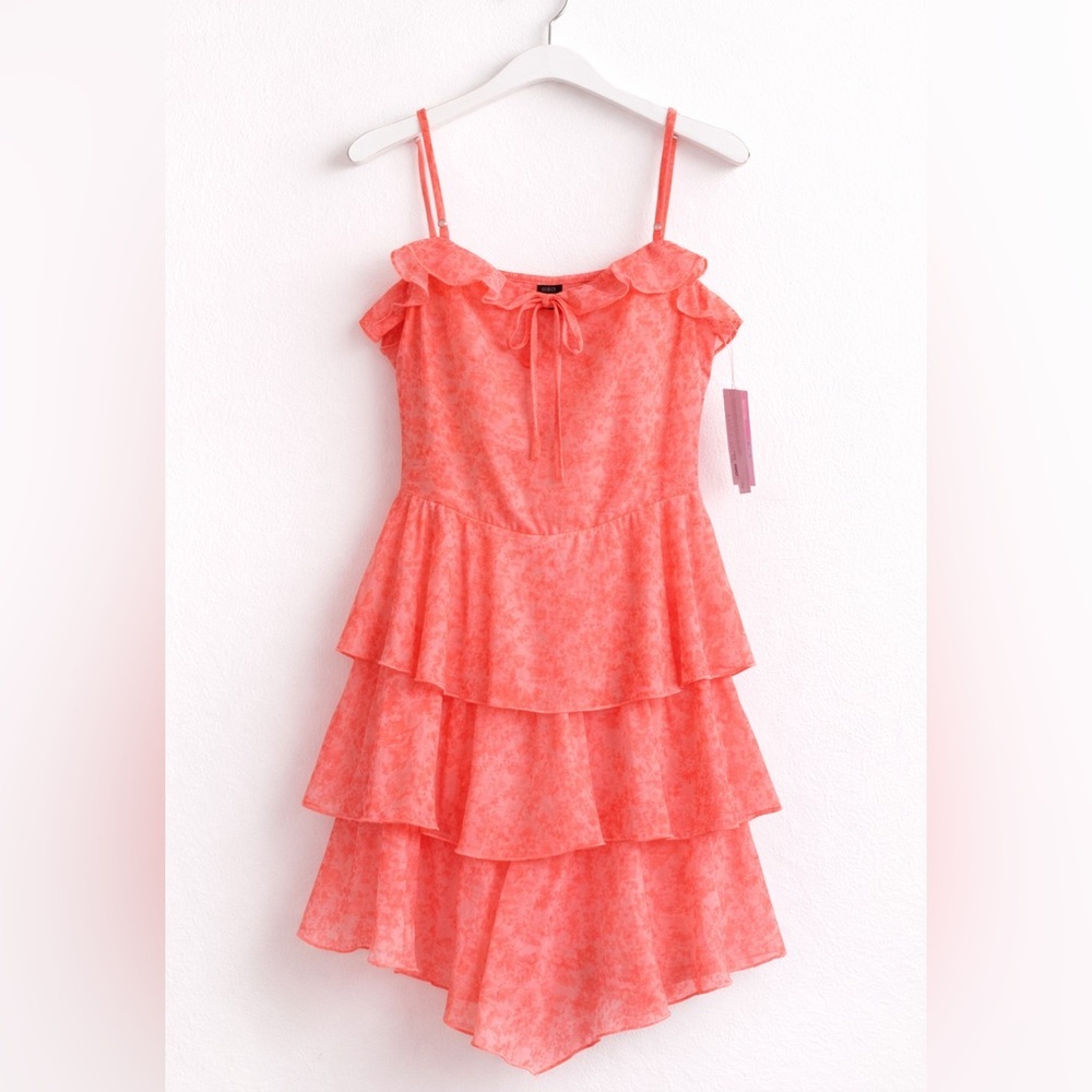 wild fable Coral-Orange Tiered Ruffle Sundress